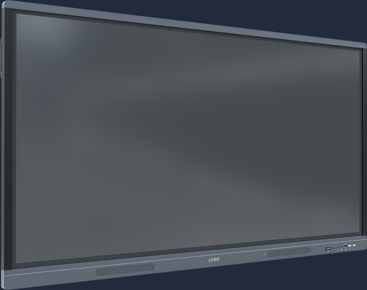 INFINITY AX Series interactive flat panel seen at an angle, screen off